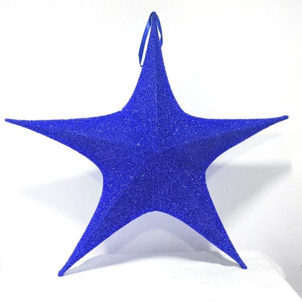 Декорация новогодняя Звезда с блестками синяя Z80B 80 см 