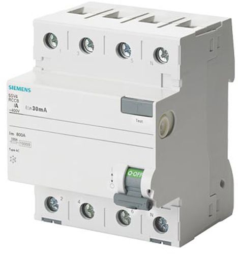 Дифференциальное реле Siemens АС 4Р 25А 30 мА AC 400V 5SV4342-0