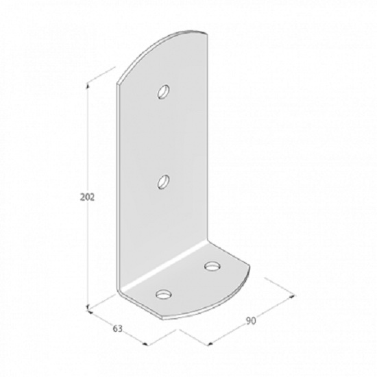 Опора колони L-подібна 202x90x3 мм 1 шт. 