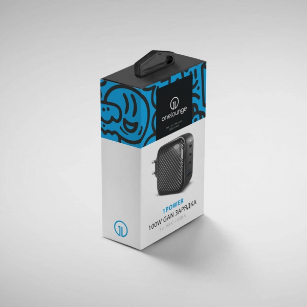 Зарядний пристрій OneLounge 1Power GaN 100W 3xUSB-C + USB-A для MacBook | iPhone | iPad 
