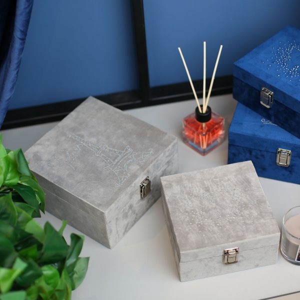 Сундучок Бабочка серый 16x16x8 см