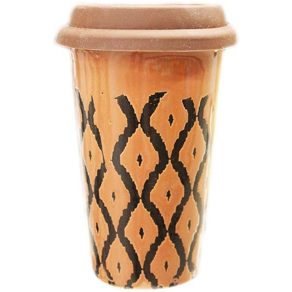 Чашка керамическая Zigzag с крышкой в ассортименте 400 мл