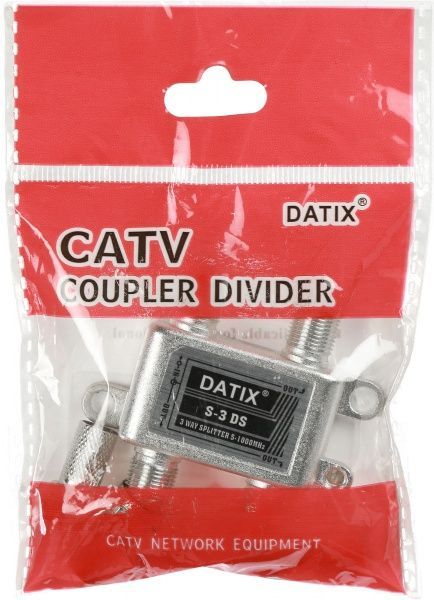 Розгалужувач телевізійний Datix Split 3 Split 3 на 3 виходи + 4 конектора (комплект)срібний Split 3 к-т