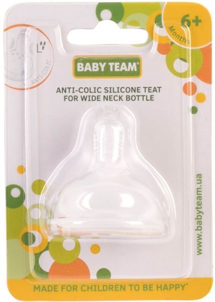 Соска Baby Team антиколиковая для бутылочек с широким горлом 2026