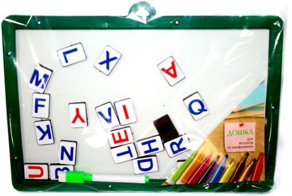 Доска магнитная 308 x 207 + набор магнитных английских букв и маркер 