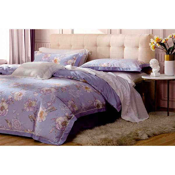 Комплект постільної білизни Daisy сімейний бузковий із жовтим La Nuit 