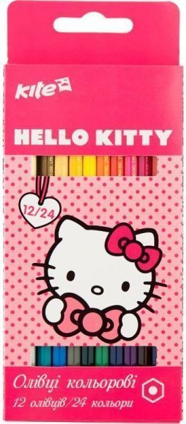 Олівці кольорові двосторонні 12 шт./24 кольори HK17-054 Hello Kitty