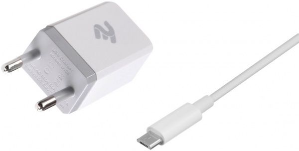 Сетевое зарядное устройство 2E USB:DC5V/2.1A +кабель MicroUSB 2.4A, white 