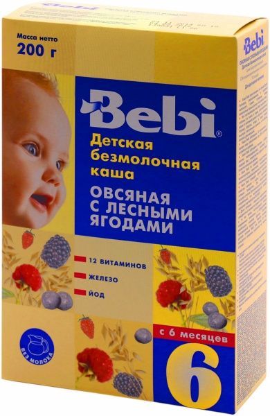 Каша безмолочна Bebi від 6 місяців вівсяна з лісовими ягодами 3838471016520 200 г 