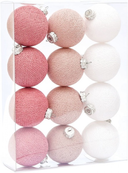 Игрушка на елку Котоновые шарики 12 шт. Poudre light d80 мм 8 см 12 шт./уп. 