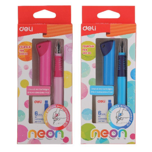 Ручка перьевая Deli Neon EQ80100 микс 