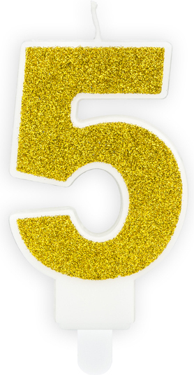 Свеча для торта Partydeco цифра 5 золотая 7 см (SCU3-5-019B)