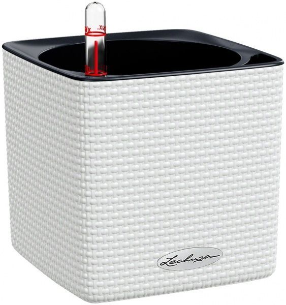 Вазон пластиковый Lechuza Cube Color 14 квадратный 1 л белый (13380) 