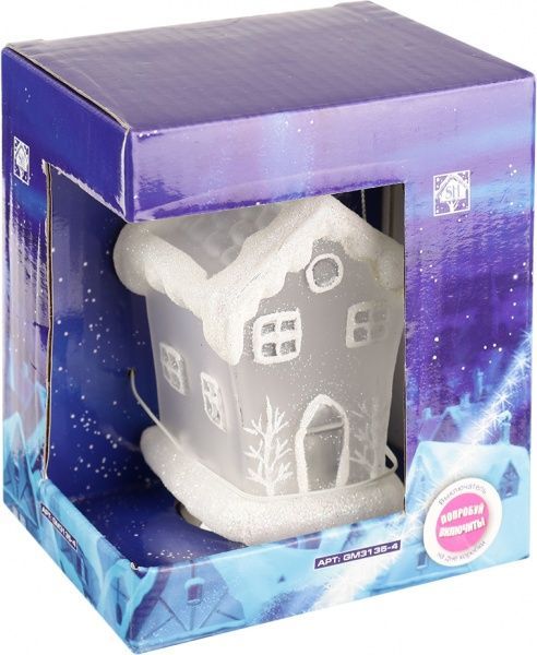 Новогодняя декорация Стеклянный домик7х6,2х7см см с RGB подсветкой