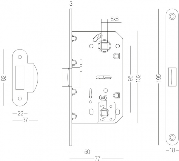 Дверной замок межкомнатный MVM P-2056 черный
