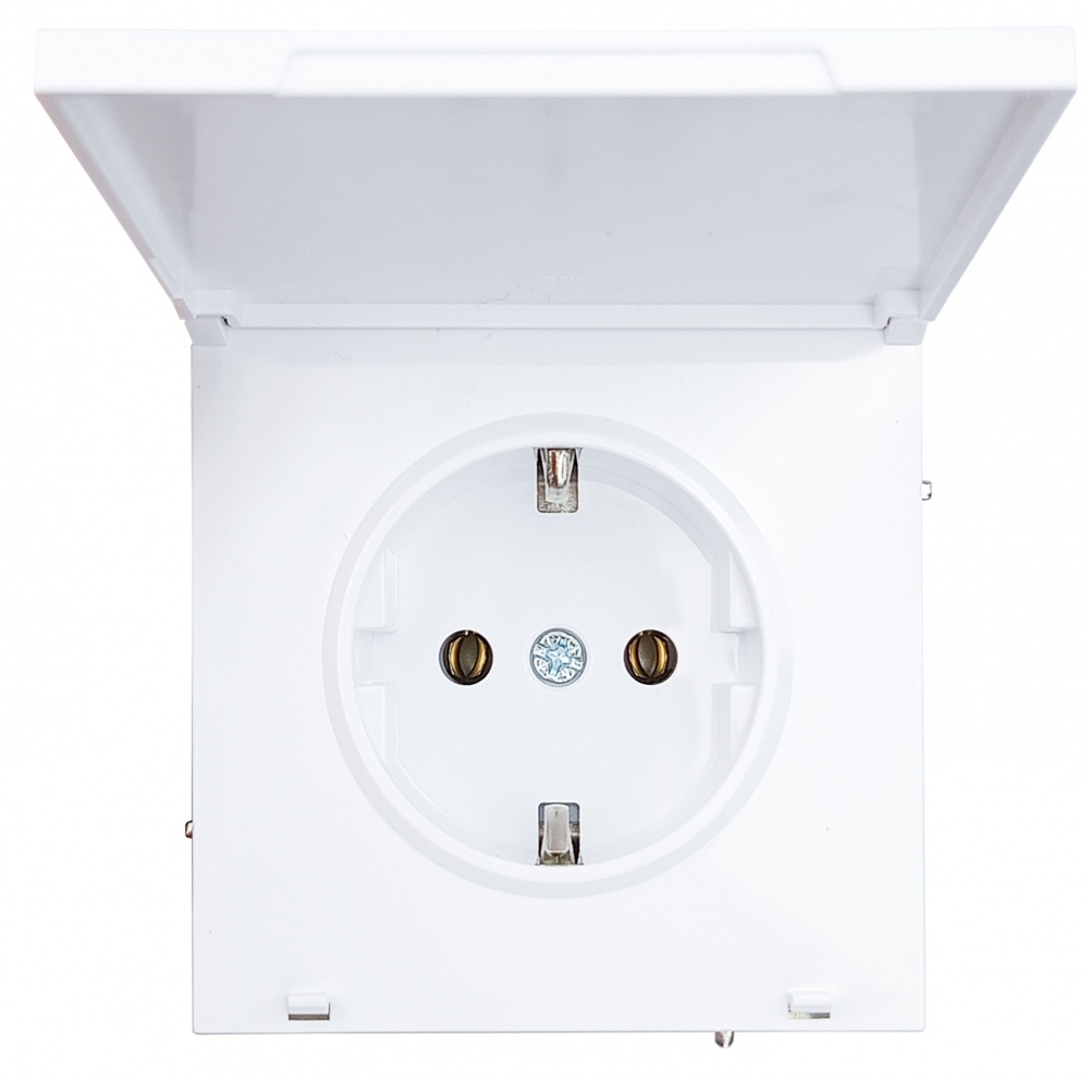 Розетка с крышкой бытовая с заземлением HausMark Juna IP20 белый