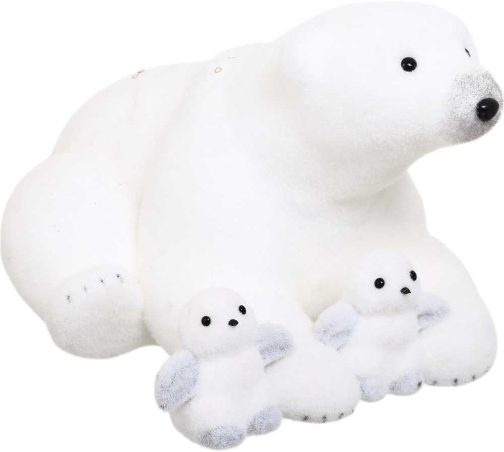 Декорация новогодняя медведь с пингвинами (FL19-SD111) 28 см