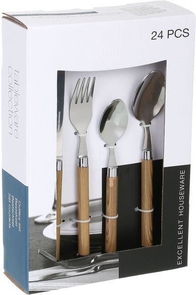 Набор столовых приборов Wood 24 предмета на 6 персон 124000240 Excellent Houseware