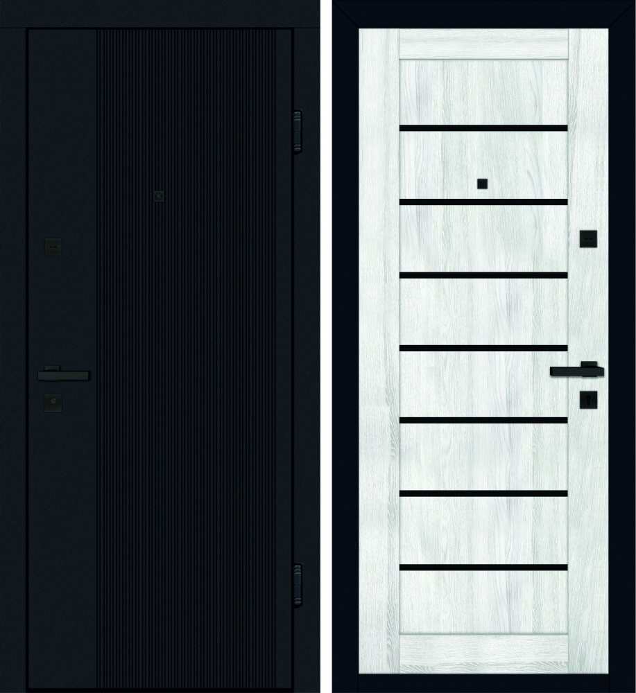 Дверь входная TM Riccardi Стандарт 10Q-LEGO 10 BG черный бархат / клен айс 2050х860 мм левая