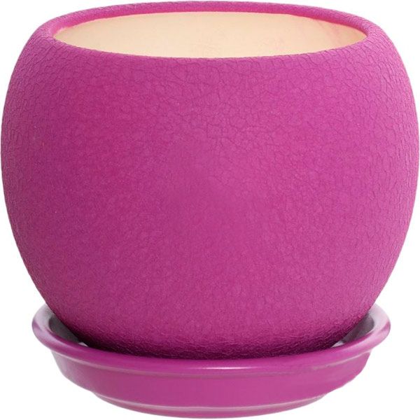 Горщик керамічний Оріана-Запоріжкераміка Куля шовк круглий 1,4л фуксія (037-2-125) 