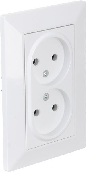 Розетка двойная без заземления HausMark Alta без шторок без крышки белый SNG-SCP.SQ20MG21WTG-W
