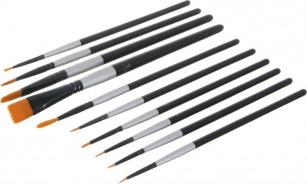 Набор кистей круглые и плоские 10 шт 