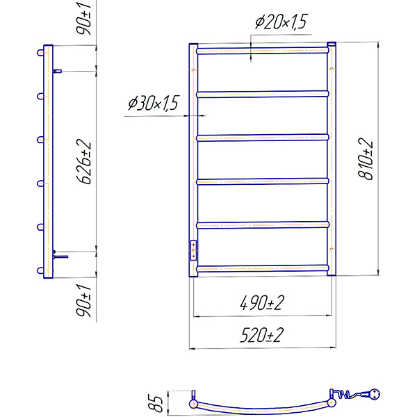 Рушникосушарка електрична Mario Класік НР-І 800х530/85 TR