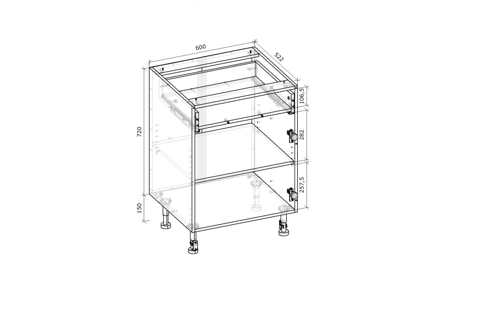 Тумба нижня Грейд з ящиком часткового висування Q-25/1ящ+1фас/Оптимум 600x870x522 мм білий