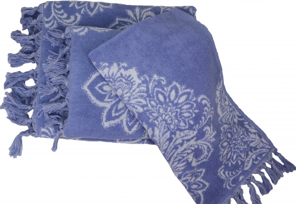 Рушник махровий Serra 100x150 см синій із малюнком La Nuit 