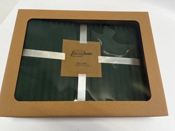Комплект постільної білизни Stripe 2.0 темно-зелений SoundSleep 