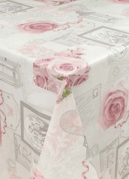 Скатерть Лайт 130x120 см белый с розовым 