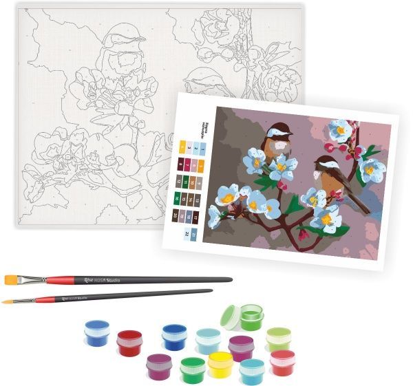 Картина по номерам Птицы на цветущей вишне Rosa Start 