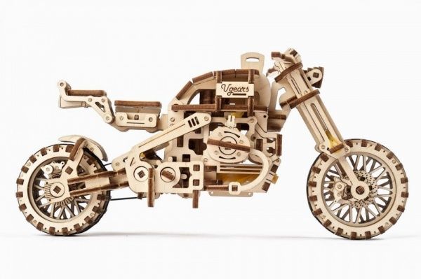 Деревянный 3D-конструктор UGEARS Мотоцикл Scrambler UGR-10 с коляской