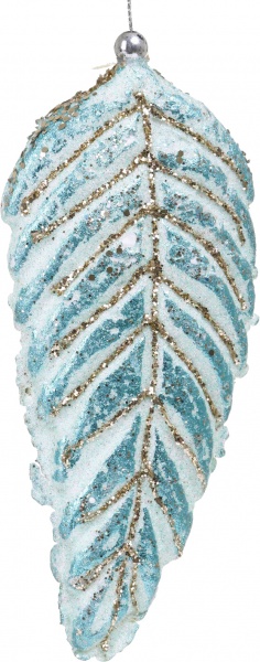 Елочная игрушка Листок бирюзовый 18x8x2,5 см SD019-39 