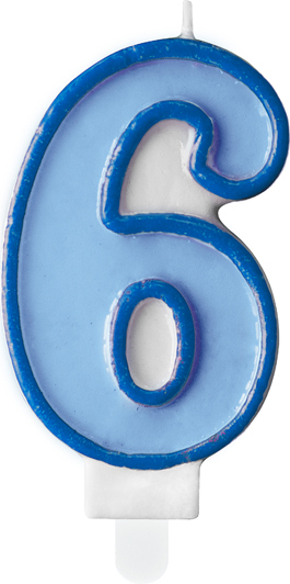 Свеча для торта Partydeco цифра 6 голубая 7 см (SCU1-6-001)