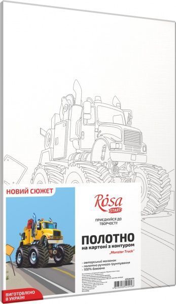 Полотно на картоні з контуром Мonster Тruck 20х30 см Rosa Start 