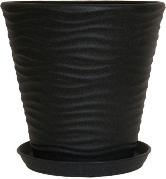 Горщик керамічний Оріана-Запоріжкераміка Нова Хвиля №2 крошка фігурний 9,5 л чорний 