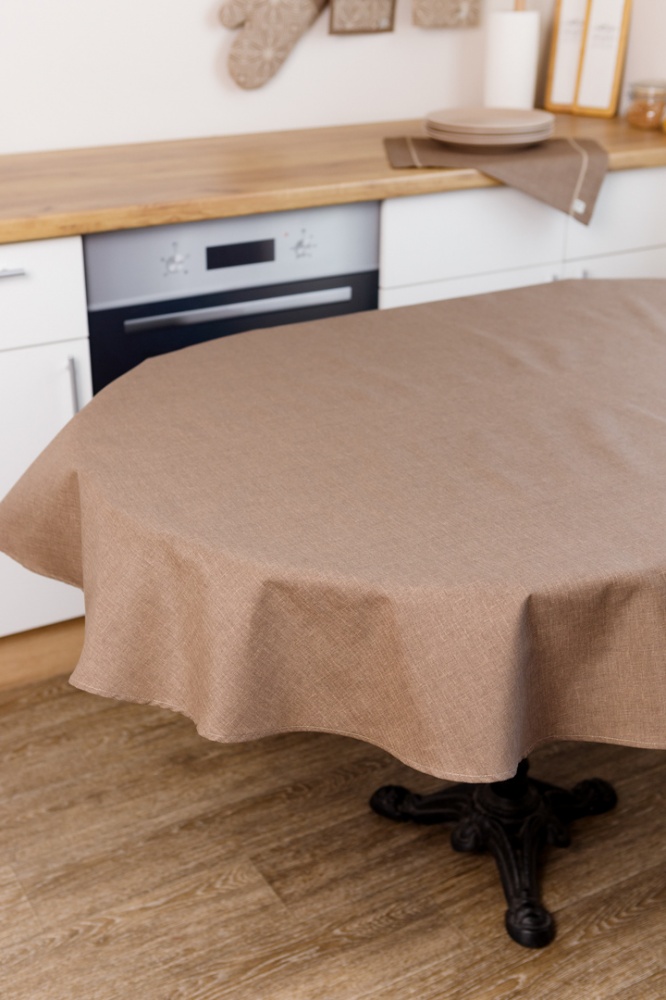 Скатерть овальная Корица Коричневая 133х240 Прованс