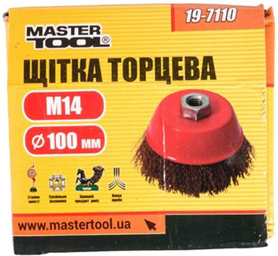 Щітка торцева D100 М14 MasterTool з латунірованного рифленого дроту 19-7110