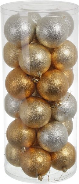 Набор елочных шаров пластиковых рельефных золотой d80 мм 24 шт./уп. 