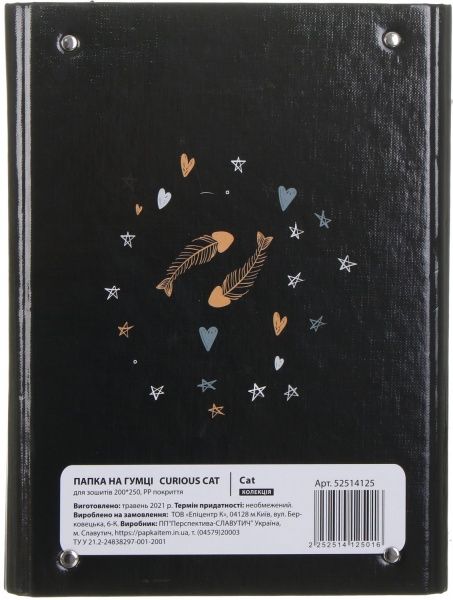 Папка для зошитів папка для зошитів на резинці Curious Cat, 200х250 мм, PP-покриття