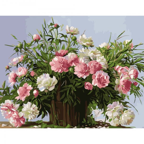 Раскраска по номерам Strateg Очаровательный букет 40х50 см GS155