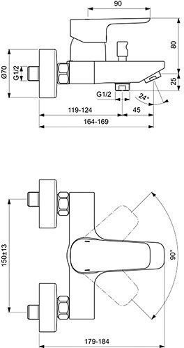 Смеситель для ванны Ideal Standard Ceraplan III B0718AA