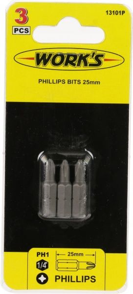 Бита Work's PH1x25 мм 3 шт. 13101P