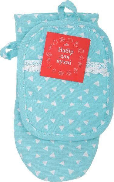 Прихватка-рукавиця Горох блакитний Прованс 