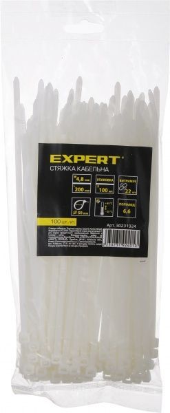 Стяжка кабельная Expert 4.8х200 мм 100шт.CN30231639 белый 