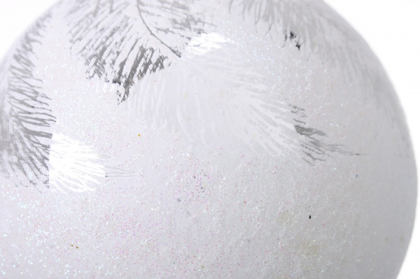 Куля новорічна сніжна колекція d 80 мм білий
