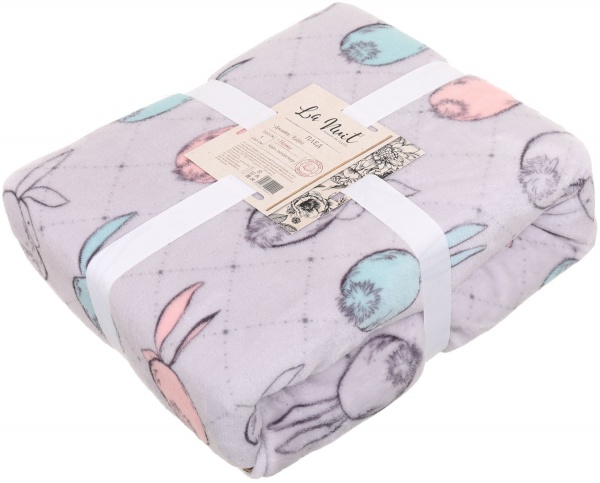 Плед Frannel Rabbit 200x220 см светло-серый с принтом La Nuit 