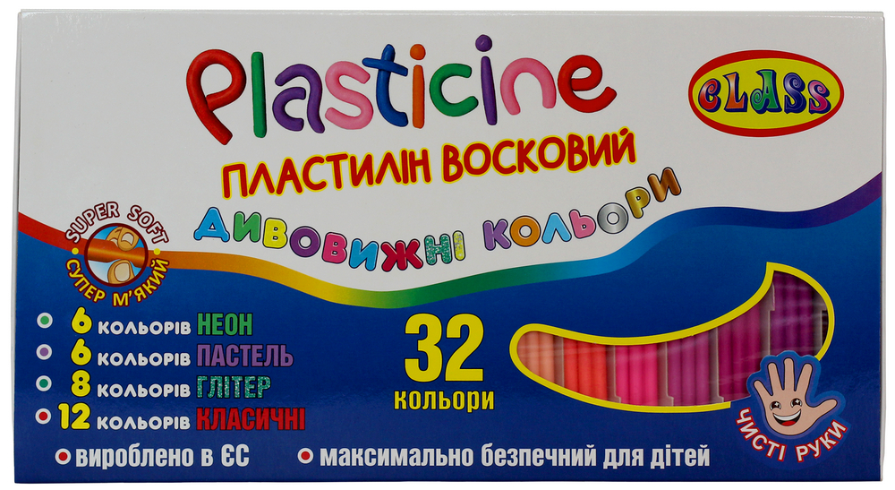 Пластилін Чисті руки MINI 32 кольори + стек ECO 360 г 7656C CLASS