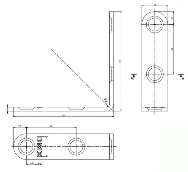 Кутник вузький Domax рівносторонній 50x50x13 мм 2 мм (4шт.)
